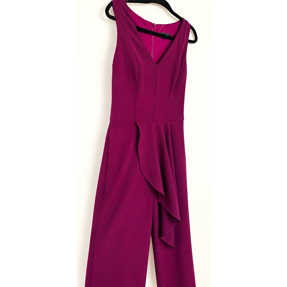 Marina Purple V-Neck Sleeveless Ruffle Wide-Leg Jumpsuit Womens Size 6 - Picture 2 of 5
